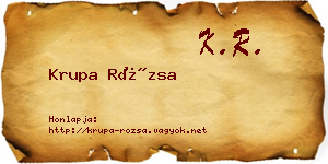 Krupa Rózsa névjegykártya
